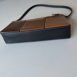 Aldo Two-Tone Brown and Black Leather Messenger Bag